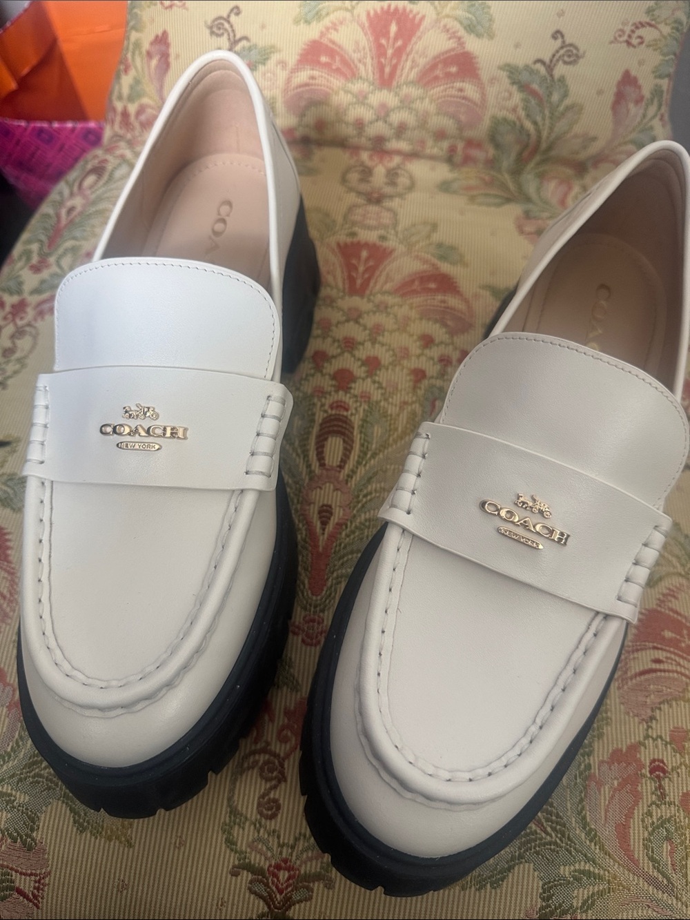 Coach White Leather Lug Sole Women’s Loafers - Picture 4 of 5